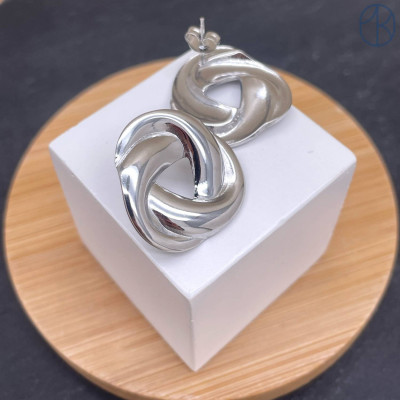 Пусеты сталь №5 цвет серебро 24 мм