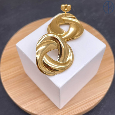 Пусеты сталь №5 цвет золото 24 мм