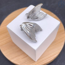 Пусеты сталь №6 цвет серебро 20 мм