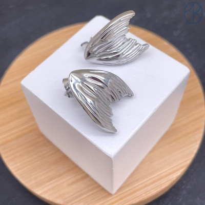 Пусеты сталь №6 цвет серебро 20 мм