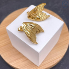 Пусеты сталь №6 цвет золото 20 мм