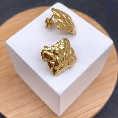 Пусеты сталь №7 цвет золото 14 мм