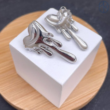 Пусеты сталь №8 цвет серебро 30 мм