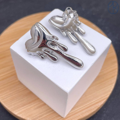 Пусеты сталь №8 цвет серебро 30 мм