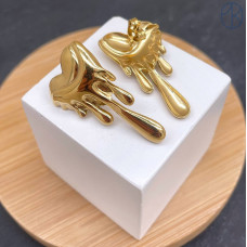 Пусеты сталь №8 цвет золото 30 мм