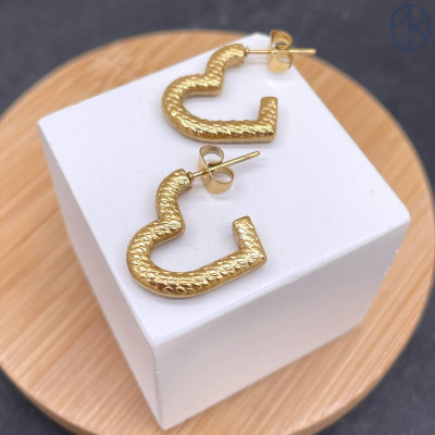 Пусеты сталь №9 цвет золото 18 мм