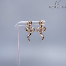 Пусеты змея гладкая, цвет золото  27,4*12,2 мм