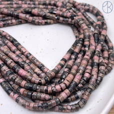 Родонит черно-розовый диски 4х2 мм