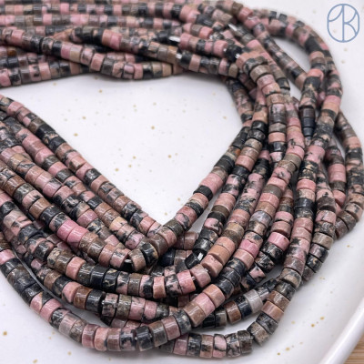 Родонит черно-розовый диски 4х2 мм