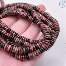 Родонит черно-розовый диски 6х2 мм