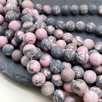 Родонит черно-розовый матовый 12 мм