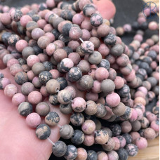 Родонит черно-розовый матовый 6 мм