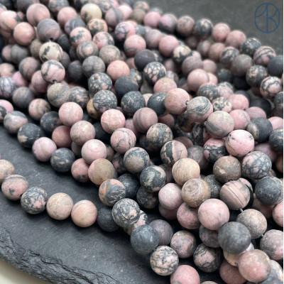 Родонит черно-розовый матовый 8 мм