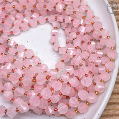 Розовый кварц крученая огранка 8 мм