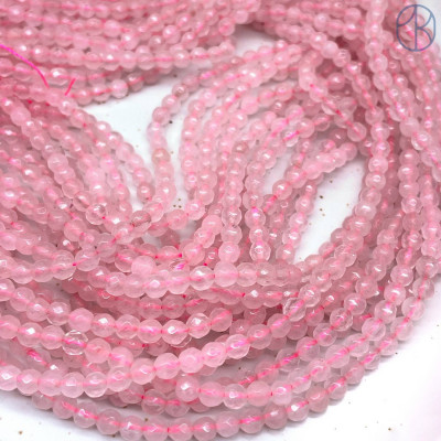 Розовый кварц крупная огранка 4 мм (64 грани)
