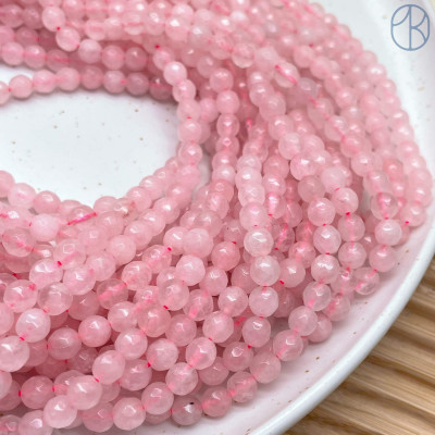 Розовый кварц крупная огранка 4 мм (64 грани)