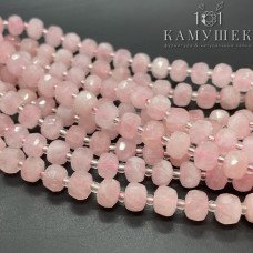 Розовый кварц мадагаскарский микроогранка рондель 6*8 мм сет 19см