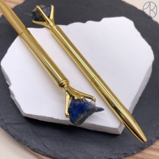 Ручка с куском лазурита, цвет золото