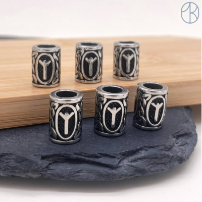 Руна Альгиз, цвет серебро 10х13 мм