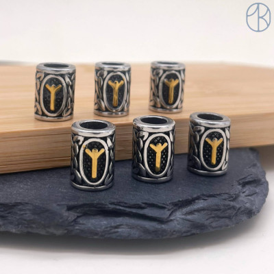 Руна Альгиз, цвет золото 10х13 мм