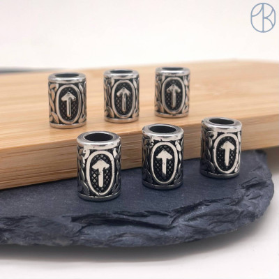 Руна Тейваз, цвет серебро 10х13 мм