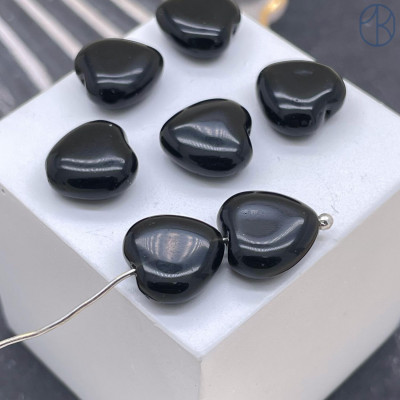 Сердца Агат черный 10х10 мм штучно