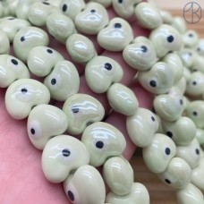 Сердце глаз керамика, цвет салатовый №1 14 мм 
