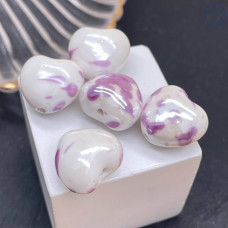 Сердце керамик бело-сиреневое 15 мм штучно Сердце керамик бело-сиреневое 15 мм штучно