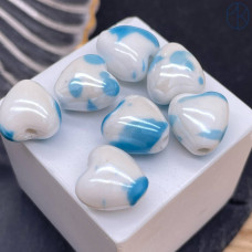 Сердце керамика бело-голубое 12 мм штучно