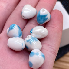 Сердце керамика бело-голубое 12 мм штучно