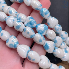 Сердце керамика бело-голубое 12 мм