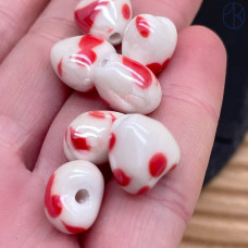 Сердце керамика бело-красное 12 мм штучно