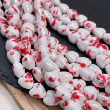 Сердце керамика бело-красное 12 мм