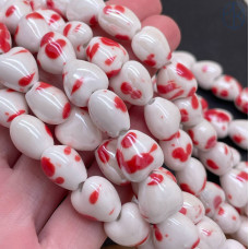 Сердце керамика бело-красное 12 мм