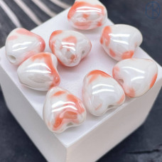 Сердце керамика бело-оранжевое 12 мм штучно