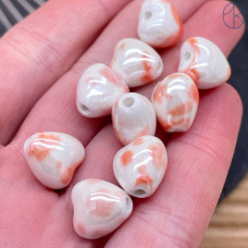 Сердце керамика бело-оранжевое 12 мм штучно