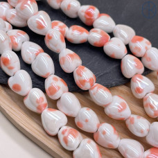 Сердце керамика бело-оранжевое 12 мм