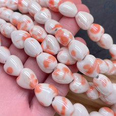 Сердце керамика бело-оранжевое 12 мм