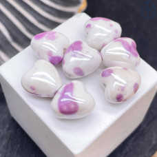 Сердце керамика бело-сиреневое 12 мм штучно