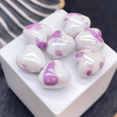 Сердце керамика бело-сиреневое 12 мм штучно