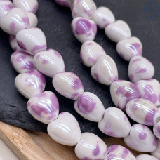 Сердце керамика бело-сиреневое 12 мм