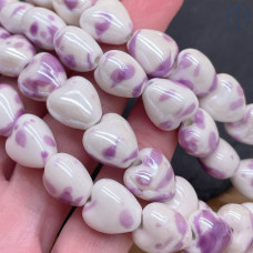 Сердце керамика бело-сиреневое 12 мм