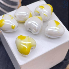 Сердце керамика бело-желтое 12 мм штучно