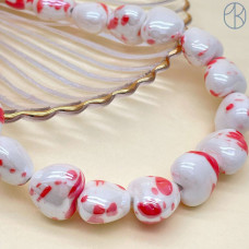 Сердце керамика, цвет бело-красное 15 мм 