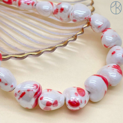 Сердце керамика, цвет бело-красное 15 мм 