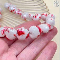Сердце керамика, цвет бело-красное 15 мм 