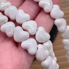 Сердце керамика, цвет белый 11 мм штучно