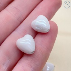 Сердце, керамика, цвет белый 12*12,5 мм