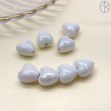 Сердце, керамика, цвет белый 12 мм штучно