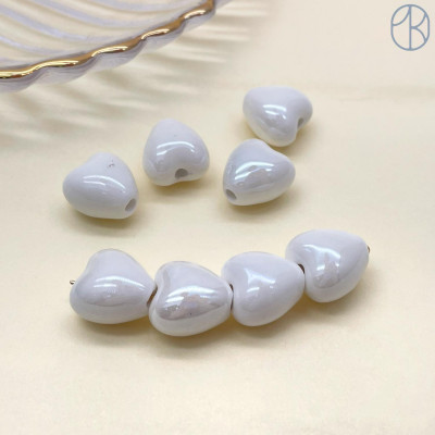 Сердце, керамика, цвет белый 12 мм штучно